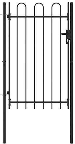 Festnight Gartentor Metall 100x150 cm Gartentür Zauntor Hoftor Tür Tor Zauntür Abschließbar Einfahrtstor Gartenpforte Einzeltor Pforte mit Pfosten Flügeltore Stahl