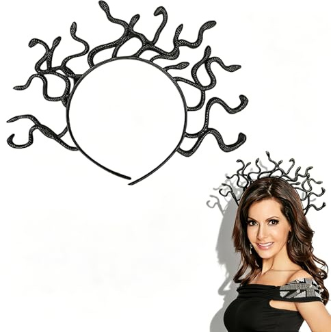 Floatdream Medusa Modische Haarreife, Serpentine Stirnbänder, Plastik Serpentine Haarreifen, Medusa Form für Party, Cosplay, Halloween Kostüm Dekoration, Unisex (Schwarz)