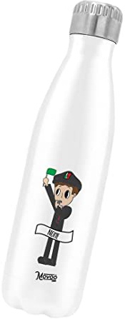 Borraccia Termica Bottiglia Termica Acciaio Inox 500ml Bottiglia Termica Made in Italy Ecologica 24 Ore Freddo & 12 h Caldo - Personalizzata con nome - Capotreno Uomo