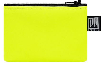 PP-Berlin Etui Klein, Softshell neongelb, Mini, Vegan, Handgenäht in Berlin Geldbörse für Kinder Damen, Herren, Unisex.
