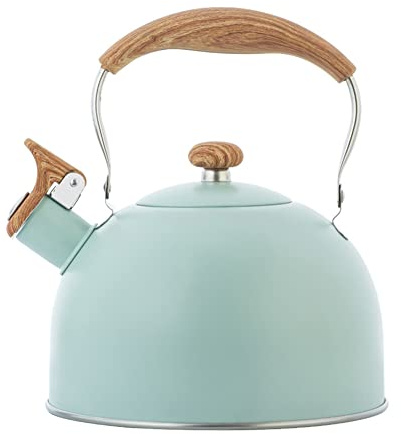Uposao Bouilloire Sifflante Induction 2.5L INOX Théières, Retro Théière Bouilloire avec Sifflet pour Cuisinière, Bouilloire Gaz, Poignée Résistante À La Chaleur, sans BPA, pour Thé, Café