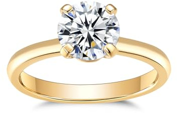 IMOLOVE Moissanite Solitaire Engagement Ring for Women Women's Engagement Rings Moissanite Promise Rings 1CT D Color Wedding band 925 Sterling Silver with 18K Yellow Gold Plated-9.5