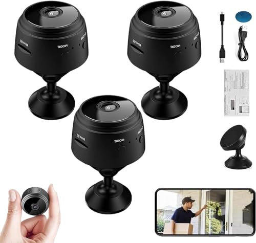Aumude Spyfocus Mini caméra de sécurité magnétique d'extérieur Camtrix - Mini caméra de sécurité magnétique 1080p HD sans fil - Système de caméra de sécurité 4K (3 pièces)