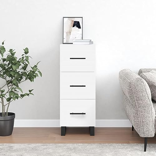 FENLAX Kommode Breite Sideboard Komodenschrank Für Schlafzimmer Flur Wohnzimmer Aparador Standschrank 34,5x34x90 cm Weiß