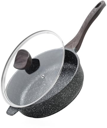 Kordisen Sartén Honda Antiadherente con Tapa, 26 cm Sartén para inducción, Saludable y No Tóxica, Sin PFOA