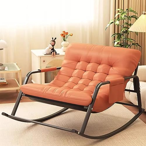 Generic Modern Double Indoor Rocking Chair with Cushion - Breathable Bedroom Sofa Lounger, Outdoor Garden Recliner with Armrests, Zero Gravity Camping Ergonomic Chair