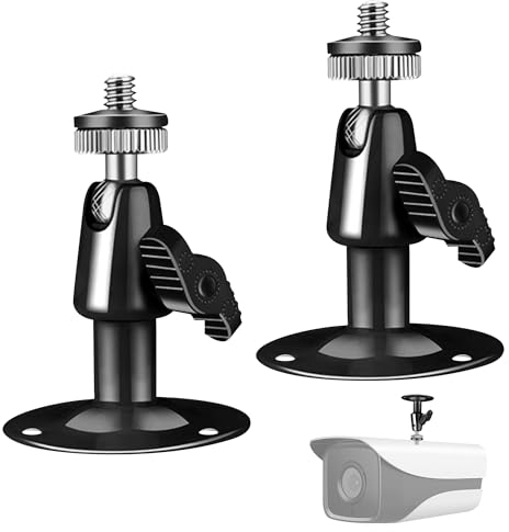 Staffa Telecamera, Telecamera Supporto Parete Regolabile a 360 Gradi Telecamera di Sorveglianza Supporto per Telecamera Supporto Videocamera Muro Supporto da Parete per Interno ed Esterno, 2 Pièces