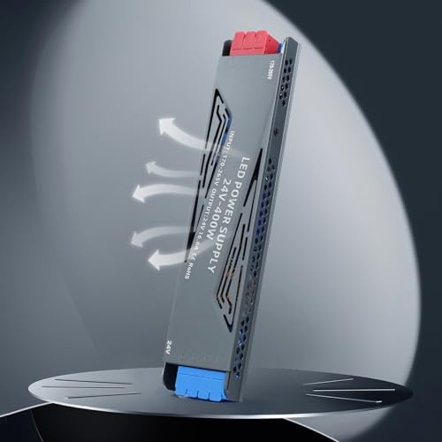 YOODI Transformator 24V 400W 16,6A Netzteil Flach Ultra Dünn LED Driver AC 230V auf DC 24V Schnelle Wärmeableitung Slim Metall Trafo Konstantspannung Treiber für LED Streifen, LEDs Strahler