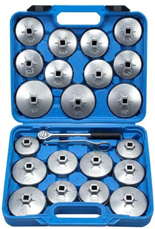 GEARMONSTER 23 TLG Alu Ölfilterkappen Satz Ölfilter Werkzeug Spezialwerkzeug Kfz Öl Wechsel Universalwerkzeug Ölfilterschlüssel Druckguss Werkzeug-Set zum Entfernen von Ölfilterkappen