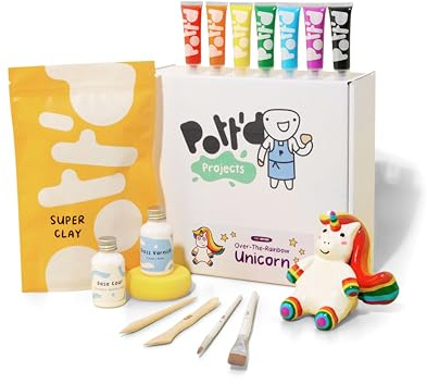 Pott'd Mini-Töpfer-Sets | Lufttrocknendes Töpferset für Erwachsene | Mit Farben, Töpferwerkzeugen und lufttrocknendem Ton ganz ohne Brennen | KOSTENLOSE Online-Anleitung | Perfekt für Anfänger
