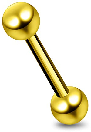 AZARIO LONDON Gold Anodized 316L Surgical Steel 16 Gauge - 6mm Length (1.2mm) Straight Barbell with 3mm Ball - Eyebrow Bar - Ear Cartilage Stud - Tragus Barbell
