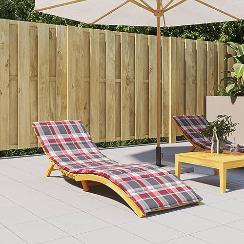Rot Kariertes Muster Sonnenliege Kissen 200x60x3cm Oxford Stoff Sitzkissen für Gartenbank Möbel Dekoration mit Komfort und Stil