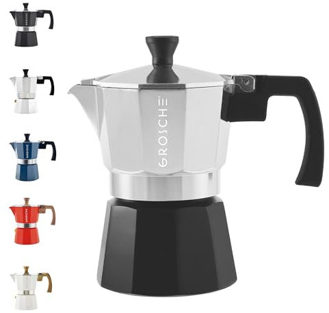GROSCHE Milano Espressokocher für den Herd, Mokkakanne, kubanische Kaffeemaschine, Herd, Kaffeemaschine, Mokka, italienischer Espresso, griechischer Kaffeebereiter, Brauer, Perkolator, kanadische