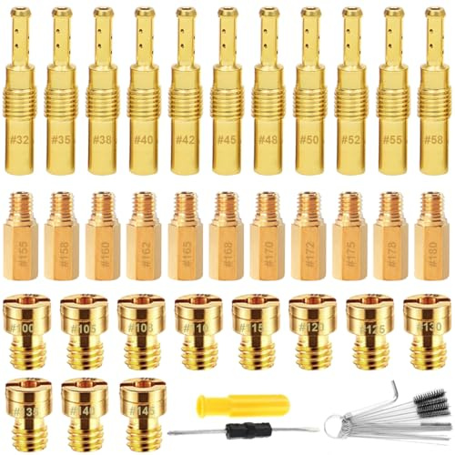 ZAMDOE Kit Getto Principale Getto Pilota Lento carburatore, 11 getti Pilota Lenti e 22 getti Principali per Honda per PWK per Keihin per OKO per CVK per KOSO per PE per PWM per Yamaha per Mikuni Carb