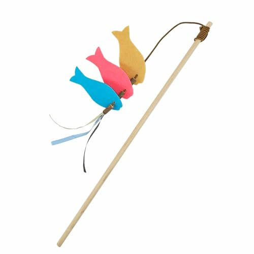 Nobby Angel Fische Filz mit Holz tab: 46 cm, Band mit Spielzeug: 90 cm