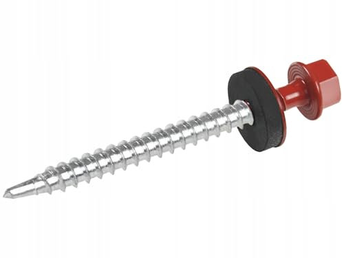 Viti per lamiera trapezoidale, 4,8 x 80 mm, 100 pezzi, rosso ossio, RAL 3009, viti autofilettanti con rondelle di tenuta, viti con rondelle EPDM