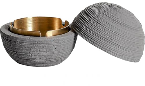 Cutfouwe Deko-Mülleimer - Betonbehälter mit Metall-Innenfutter, Vielseitig für Innen und Außen,Grau,12cm