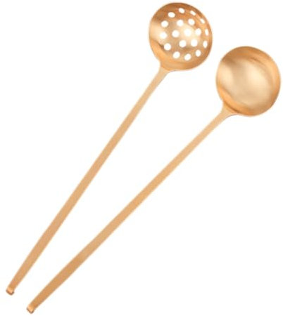 CIYODO Cucchiai in Ottone Per Pentola Calda Cucchiai Da Zuppa in Ottone Set Di 2 Multiuso Resistenti E Sicuri Per L'uso Durante I Pasti