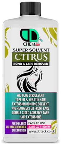 Citrus Super Solvent Bond & Tape Remover, Hair Extensions Remover Easy to Use Adhesive Tape Remover Wig Glue Dissolvent Gentle on skin best multipurpose remover Alcohol free (100ml)