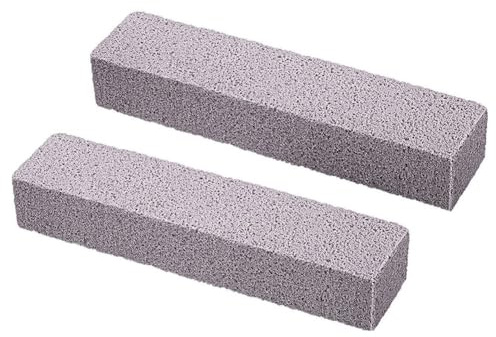2 Pack Pumice Stone Toilet Bowl Cleaner Set with Handle for Bathroom Kitchen Pool Tiles Hard Water Ring Stain Removal Rust Limescale Calcium Deposits Cleaning Grey 15x3.5x2.5cm