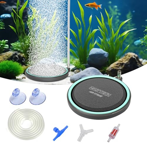 boxtech Piedra Difusora de Aire para Acuario de 2.0 Pulgadas, Disco Difusor de Oxígeno Nano para Burbujas Ultrafinas, Aireación Súper Silenciosa para Peceras Pequeñas,