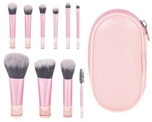 Pinselset Makeup, 10 Stück, Professionelle Make Up Pinsel Set, Pinselset Makeup Rosa, Premium Puderpinsel Lidschatten Blush Schminkpinsel, Pinsel in Reisegröße und Kosmetiktasche