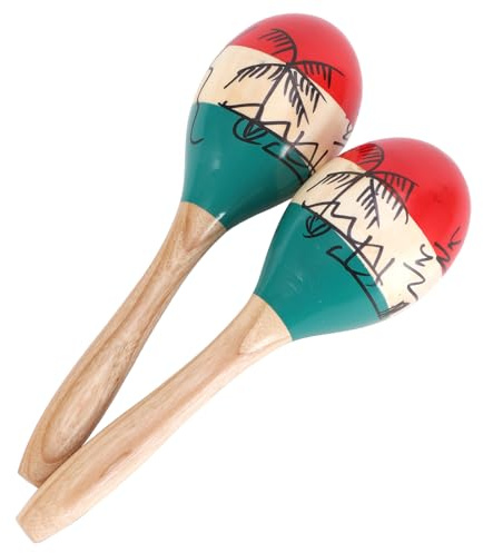 2 maracas de madera de 9.6 pulgadas, maracas coloridas para niños y adultos, maracas para adultos y maracas para niños, ritmo claro para fiestas, festivales, música y lecciones en el aula, percusión