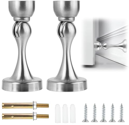 Bloc Porte Magnétiques, 2Pcs Bloque Portes Aimanté Bloc Arret de Porte en Acier Inoxydable Butee de Portes Magnetique Vis Dissimulées Stop Cale Portee Sol Interieur Murale, Argent