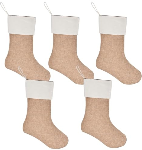 Wqafe Weihnachtsstrümpfe 5er Pack, Weihnachtsfeiertagsstrumpf Weihnachtsbaum Kamin hängende Ornamente Geschenkhalter Weihnachtsdekorationen Oder DIY Weihnachten hängende Taschen