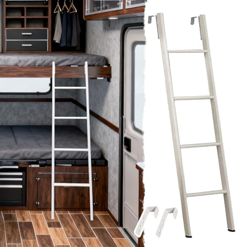 Scaletta Letto a Castello Scala a Castello per Camper e Roulotte, Scala a Castello In Metallo per Letto Singolo con Gancio, Scale Regolabili per Bambini e Adulti, 120 135 140 150 160 165cm(125cm/49)