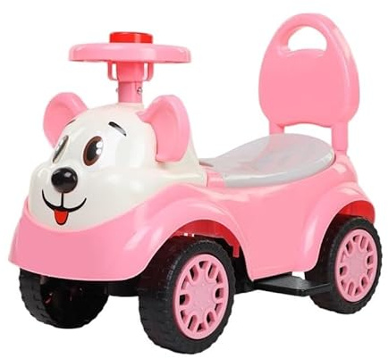 WLH Alexanders Carrelli Auto giocattolo for bambini con schienale, portaoggetti for la musica, sicura e comoda, con scorrimento a piedi fino al pavimento Macchinine(Roze,With pedals)