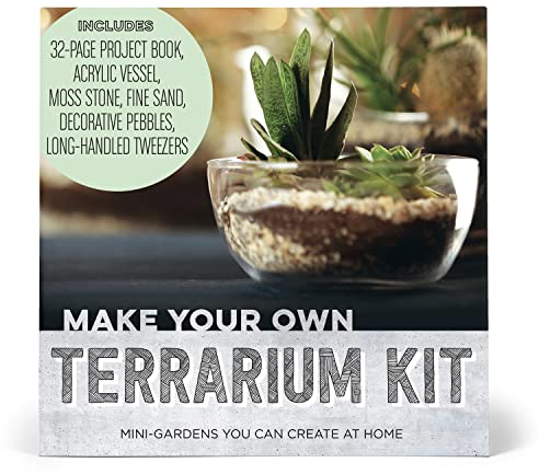 Make Your Own Terrarium Kit: Mini Gardens You Can Create at Home – Includes: Acrylic Vessel, Decorative Pebbles, Moss Stone, Fine Sand, Long-Handled Tweezers, Project Book