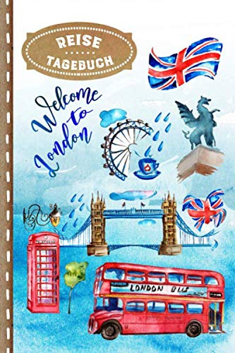 Reise Tagebuch: England London UK Reisetagebuch zum Selberschreiben - Great Britain Reisejournal dotted Punkteraster mit Checklisten - Für Urlaub Ferien Geschenkidee Auslandsjahr - Notizbuch punktiert