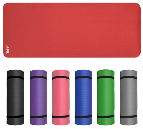 JLL 15mm Yoga Mat Extra Thick Exercise Mats Foam Gym Mats for Home | Black/Blue/Grey/Red/Purple/Pink, Non-Slip Texture,Tear-Resistant & Lightweight, Versatile, Floor Workouts, Fitness Mat