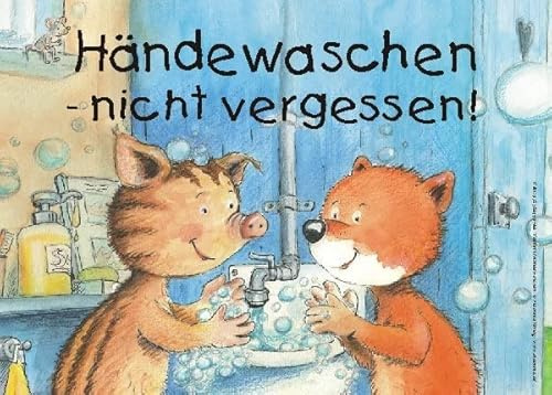 Händewaschen - nicht vergessen! Kunststoff-Schild, 29,7 x 21cm: Extra leichtes Kunstoffschild für Bad, WC-Tür, Waschraum usw.