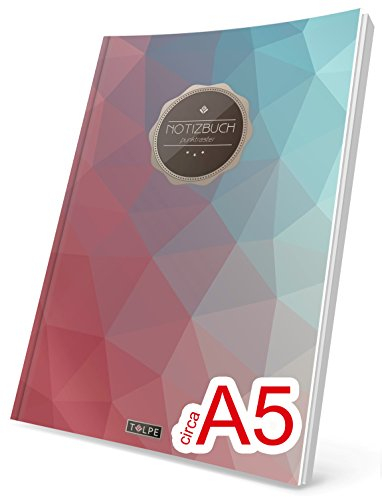 TULPE Punktraster Notizbuch: Ca. A5 „C064 Pastell Polygon“ (Vintage Softcover, Register, Punktkariertes Papier - Bullet Journal, Notizheft, Skizzenbuch, Tagebuch, Gepunktete Seiten, Dot Grid Notebook)