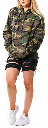 Taiduosheng Sudadera ligera con capucha y estampado de camuflaje para mujer, Camuflaje, M