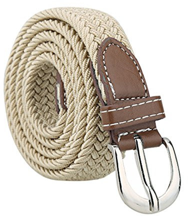 sourcing map Damen-Gürtel, elastisch, dehnbar, geflochten, Legierung, leger, Breite: 2,5 cm, Beige, 2 Packungen, Up to 35 7/8 inches