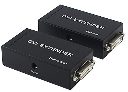 DVI Extender, DVI a RJ45 HD Lossless Amplificatore 1080P Supporta 1080P (fino a 60M, trasmettitore + ricevitore) tramite un cavo Ethernet Cat5e Cat6 singolo