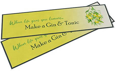 Purple Print House Personalised Bar Runner - Lemons Gin & Tonic Quote - Custom Text Rubber Bar Mat - Home Bar Accessories for home pub (Medium 880x250)