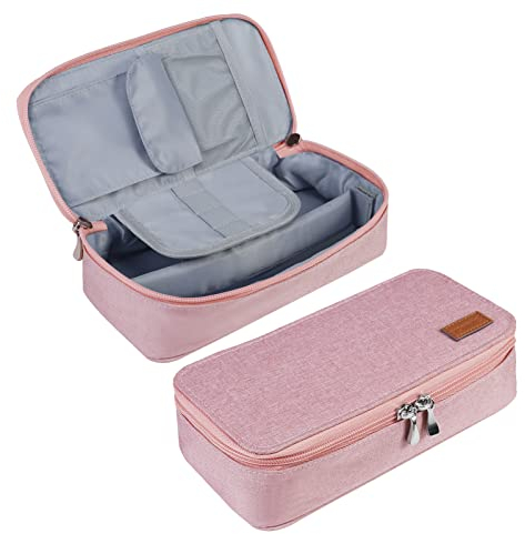 Yommie Federmäppchen Mädchen Mäppchen Leinwand Federmappe Mit Reißverschluss Federtasche Single Etui Stiftemäppchen Organizer Für Schulsachen Teenager Erwachsene Rosa