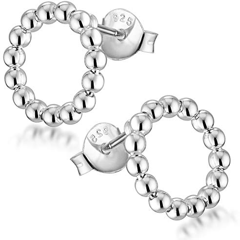 Ohrstecker Kreis Silber 925 Damen Ohrringe rund mit Kugel 11mm SO-408 | Ohrschmuck aus hautfreundlichem Sterlingsilber von MATERIA by Matthias Wagner