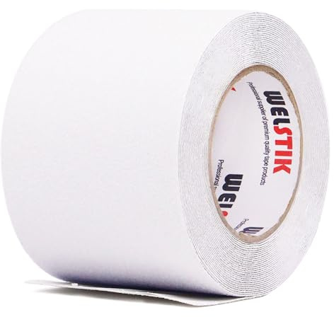 WELSTIK Cinta adhesiva antideslizante de 10 cm x 5 m, cinta antideslizante que mejora el agarre, fuerte adhesivo de seguridad para interior y exterior, para seguridad en el trabajo,transparente