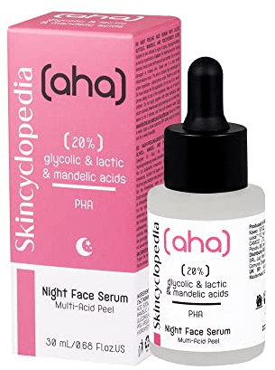 Skincyclopedia AHA Sérum exfoliant pour le visage avec 20 % d'acides glycol, lactique, amande et polyhydroxy, exfoliant chimique pour le visage, soin du visage à l'acide glycolique, soin du visage, 30