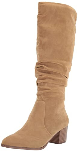 Amazon Essentials Botas de Tacón Grueso Alto Mujer, Bronceado, 37.5 EU Ancho