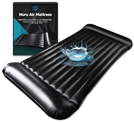 Matelas gonflable de massage Nuru | PVC noir durable et imperméable | 224 x 122 x 15 cm | Protection contre les produits à base d'huile, d'eau et de silicone