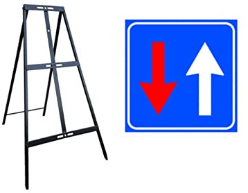 CARTELLO IN LAMIERA SCATOLATA QUADRATO 60X60 cm - diritto di precedenza- SEGNALE CATARIFRAGENTE CON CAVALLETTO (CARTELLO + CAVALLETTO)