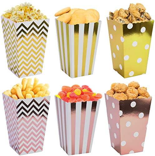 SCHYIDA 60 PCS Popcorn Boîtes, Boîtes de Popcorn Bonbons Conteneur en Carton Boite Pop Corn Or Boîtes à Maïs Soufflé Snacks Containers pour Fête d’anniversaire, Mariage, Soirée, Cinéma, Noël