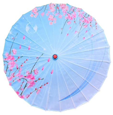 Parasol de Noël en papier huilé de style chinois classique résistant à la pluie, parasol suspendu floral multicolore et parasol en papier peint en bambou (F)