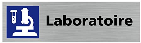 Signalétique.biz France - Plaque de porte LABORATOIRE (Q0340) - 170 X 50 mm - Plaque aluminium brossé de 2mm